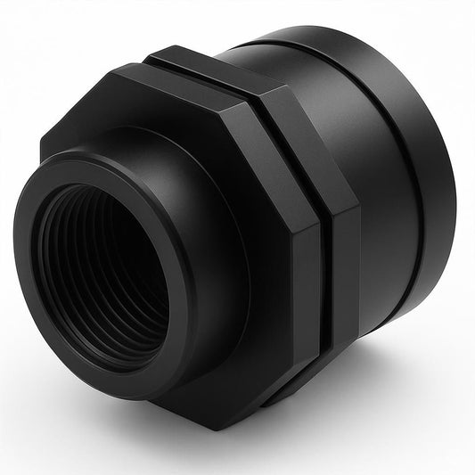Reduziermuffe 2fach Innengewinde PP Schwarz 1" x 1/2"